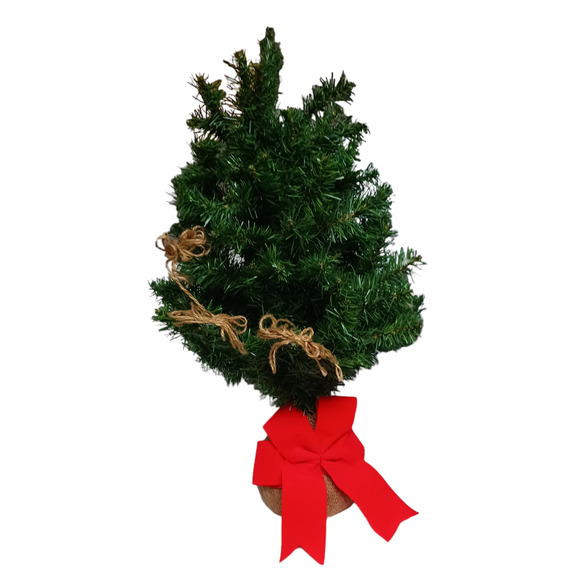 Rustic Tabletop Christmas Tree 20”-24” Vintage Burlap Base Holiday Décor Country - Picture 6 of 9